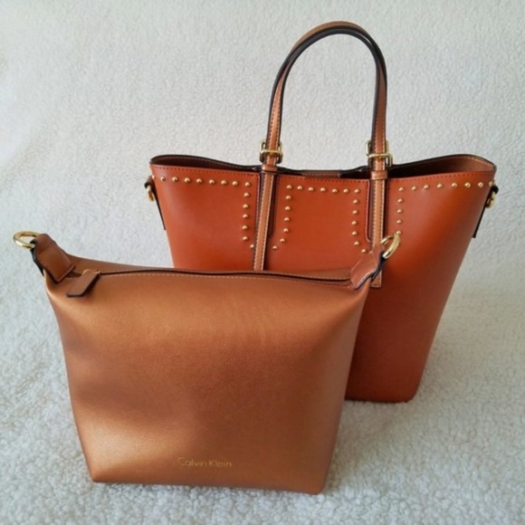 Calvin Klein Bag-in-Bag Brown Studded Purse. - Picture 11 of 11